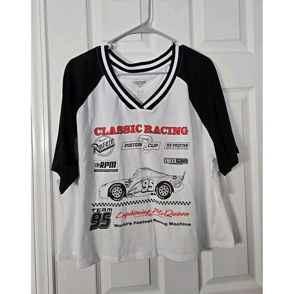 Disney‎ Pixar Cars Womans New Cropped Tshirt Size XS (0-2) Classic Racing...